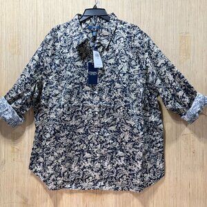 Chaps - Women’s Tailored Fit Shirt - Defined Waist & Polished Look - Blue/White